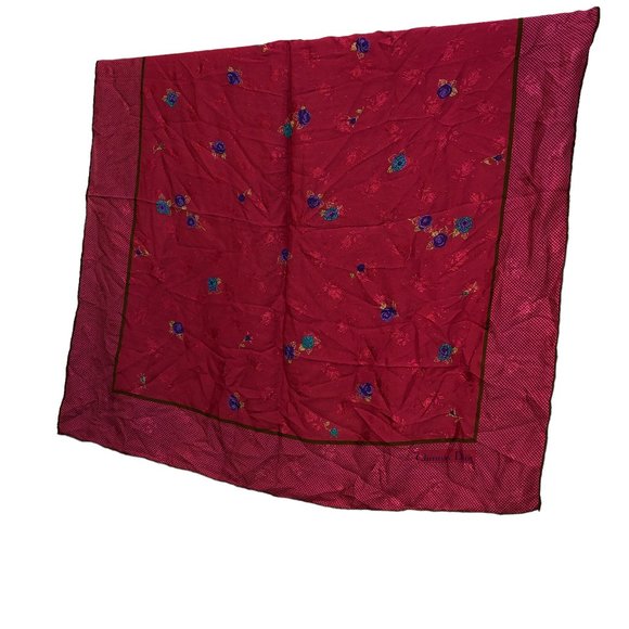 Christian DIOR house Paris France Raspberry Brown Floral print 100% SILK… - Picture 1 of 5